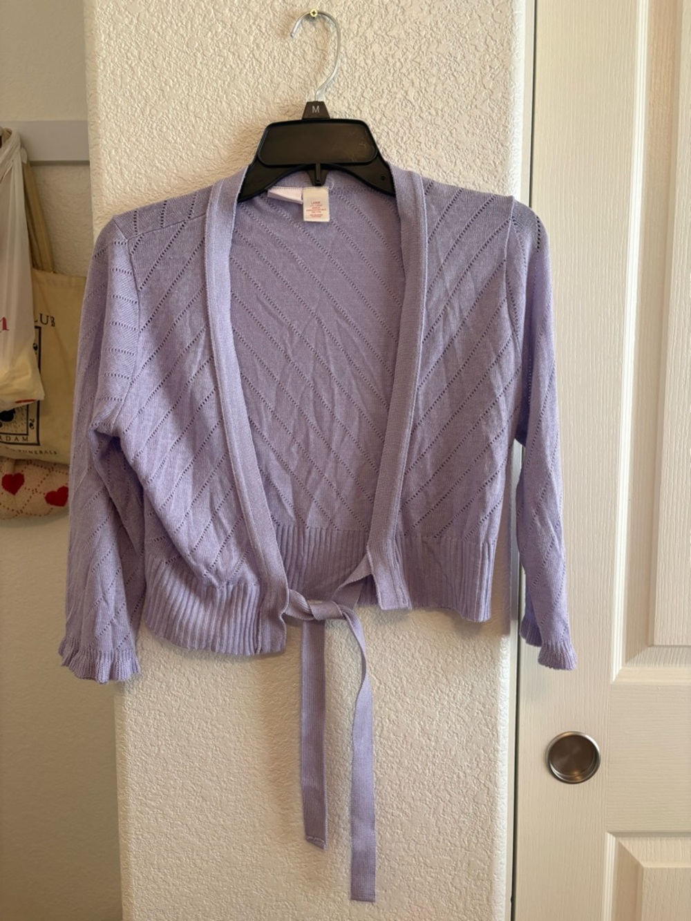 Xhilaration Light Purple Women's Tie-Front Cardigan Sweater- Large